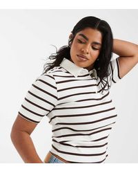 ASOS - Asos Design Curve Ribbed Shrunken Polo Top - Lyst