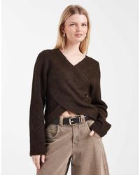ONLY - Reversible Wrap Around Knit Sweater - Lyst