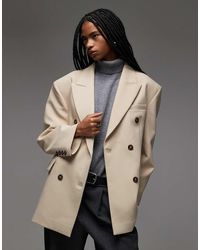 ASOS - Americana Extragrande Con Doble Botonadura De -Neutro - Lyst