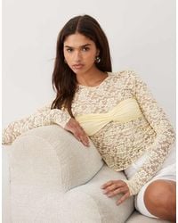 Lioness - Midnight Long Sleeve Sheer Lace Top - Lyst