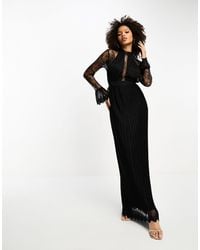 TFNC London - High Neck Maxi Dress With Lace Detail - Lyst