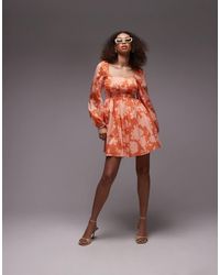 & Other Stories - Square Neck Shirred Bodice Mini Dress With Peep Cut Out Back - Lyst