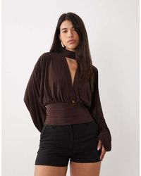 ASOS - Draped Kimono Sleeve Plunge Top - Lyst