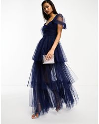 LACE & BEADS - High Low Tulle Maxi Dress - Lyst
