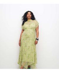 ASOS - Asos Design Curve High Neck Hanky Hem Chiffon Maxi Dress - Lyst