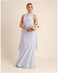 Six Stories - Bridesmaid Crepe High Cowl Neck Maxi Dress - Lyst