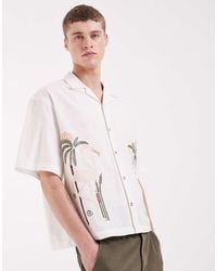 ASOS - Boxy Oversized Shirt With Linen And Embroidery - Lyst