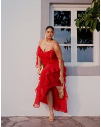 ASOS - Asos design curve – maxikleid aus strukturiertem chiffon - Lyst