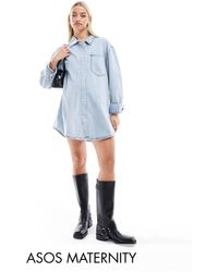ASOS - Asos design maternity – mini-hemdkleid aus denim - Lyst