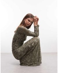 ASOS - Devore Long Sleeve Ruched Maxi Dress - Lyst