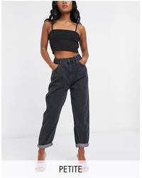 Pull&Bear Petite - Mom jeans con vita elastica neri - Nero