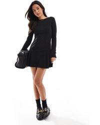 Miss Selfridge - Drop Waist Long Sleeve Pleated Mini Dress - Lyst