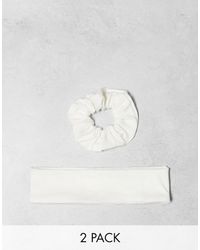 Pieces - Bride To Be Ribbed Jersey Headband And Scrunchie 2 Pack - Lyst