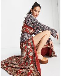 Free People - Floral Print Maxi Wrap Dress - Lyst
