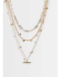 ASOS - Multi-row Necklace With Faux Pearls And T-bar Detail - Lyst