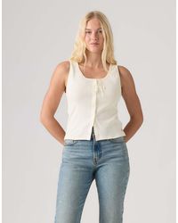 Levi's - Dry Goods Pointelle Lace Button Through Tank Top With Bow - Lyst