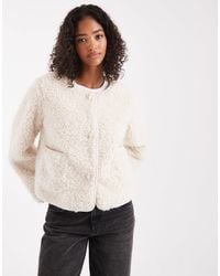 Object - – premium – flauschige cropped teddyfell-jacke im duffle-stil - Lyst