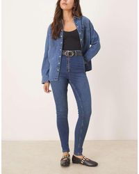 ASOS - Skinny Jeans Met Super Hoge Taille En Rits Aan De Voorkant - Lyst