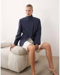 ASOS - Funnel Neck Wrap Blazer - Lyst