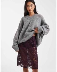 ASOS - Doorschijnende Kanten Rok Tot Op De Knie - Lyst