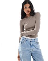 Cotton On - Staple Rib Boat Neck Long Sleeve Top - Lyst