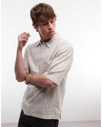 AllSaints - Cruz Leo Short Sleeve Linen Blend Leopard Print Shirt - Lyst