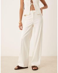 Mango - Pantalones Blancos De Corte Slim De Mezcla De Lino De (Parte De Un Conjunto) - Lyst
