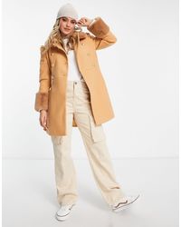 Miss Selfridge - Cappotto color cammello con colletto e polsini - Lyst