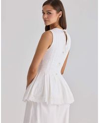 House Of Cb - Marnie Cotton Fitted Lace-Trim Top - Lyst