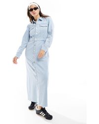 Vero Moda - Long Sleeve Denim Buttondown Maxi Dress - Lyst