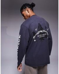 Good For Nothing - T-Shirt Oversize A Maniche Lunghe Nera Con Stampe Multiple - Lyst