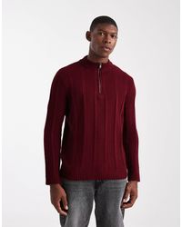 ASOS - Knitted Half Zip Funnel Neck Jumper - Lyst