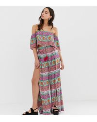 ASOS Asos Design Tall Split Front Beach Trousers In Tile Print Co-ord - Multicolour