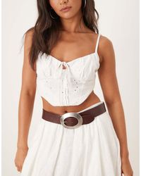 Mango - Retro Oval Buckle Leather Belt - Lyst