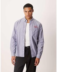 Abercrombie & Fitch - Camisa A Rayas De Manga Larga Y Estilo Preppy Con Gráfico En El Pecho De -Blanco - Lyst