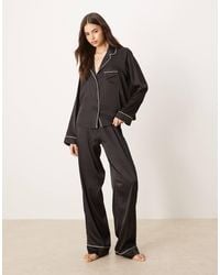 ASOS - Asos Design Tall Satin Shirt & Pants Pajama Set - Lyst