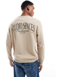 Jack & Jones - Sudadera Beis Extragrande Con Estampado "Studio Spaces" De -Neutro - Lyst