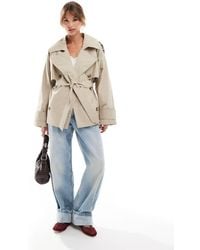 ASOS - Oversized Korte Trenchcoat Met Riem - Lyst