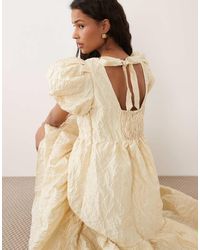 Sister Jane - Yarrow Jacquard Puff Sleeve Tiered Midi Dress - Lyst
