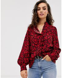 Vero Moda Blusa con stampa astratta - Rosso