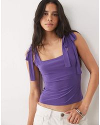 Miss Selfridge - Tie Shoulder Top - Lyst