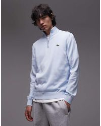 Lacoste - Maglione Azzurro Con Zip Corta - Lyst