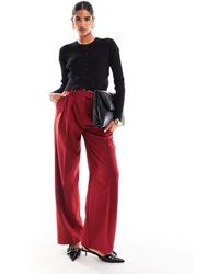 ASOS - Pantaloni Sartoriali A Fondo Ampio Rossi Con Pieghe - Lyst