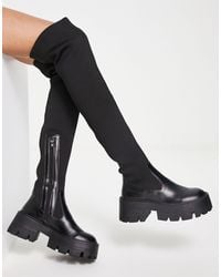 ASOS - Kellis Chunky Flat Over The Knee Boots - Lyst