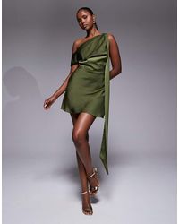 ASOS - Satin Scarf Detail Fallen Shoulder Playsuit - Lyst