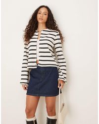 ASOS - Cut And Sew Stripe Button Through Long Sleeve Top - Lyst