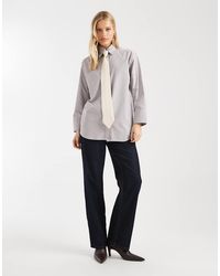 ASOS - Oversized Shoulder Pad Shirt With Satin Tie - Lyst