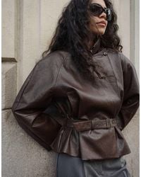 NA-KD - Belted Detail Faux Leather Jacket - Lyst