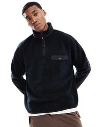 ASOS - Oversized Half Zip Fleece Sweatshirt With Chest Pocket - Lyst