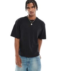 Jack & Jones - Camiseta Corta Negra Extragrande De Canalé De - Lyst